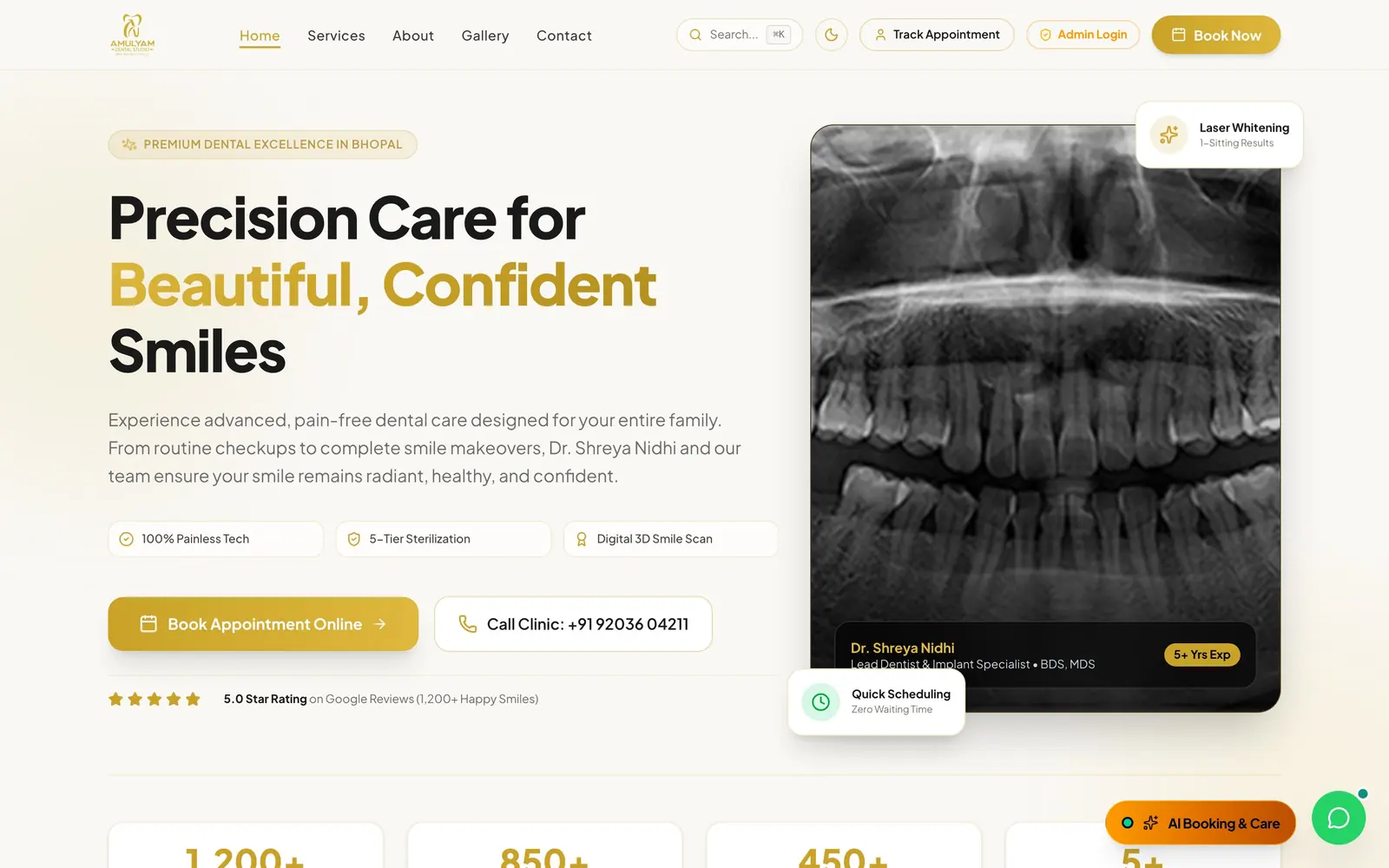 amulyam dental studio screenshot