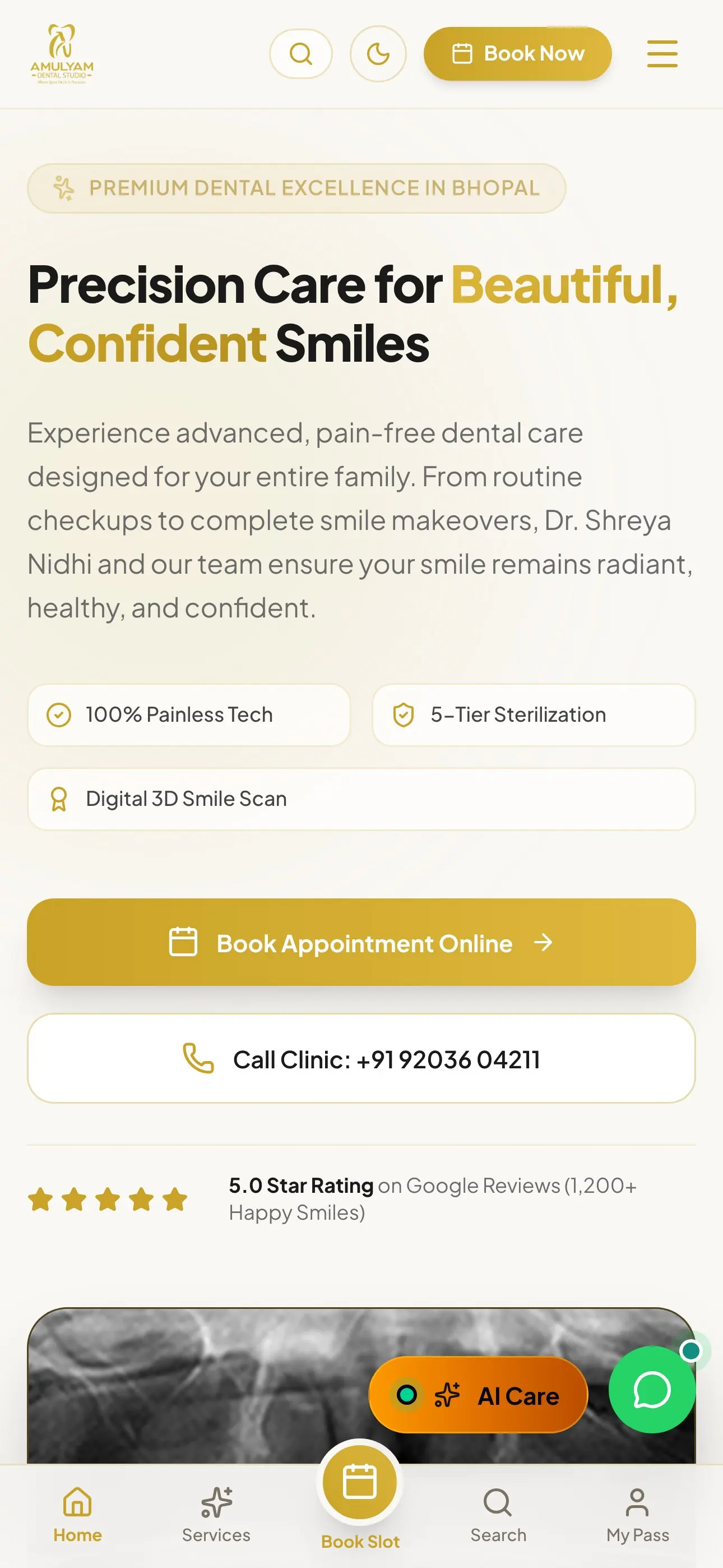 amulyam dental studio screenshot